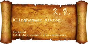 Klinghammer Viktor névjegykártya